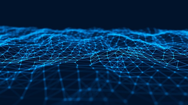 Fondo de tecnología vectorial Efecto plexo Fondo poligonal abstracto con puntos y líneas de conexión Fondo de tecnología de conexión
