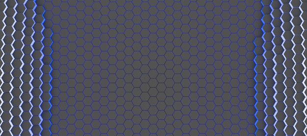 Fondo tecnológico abstracto de hexágonos, ilustración 3d