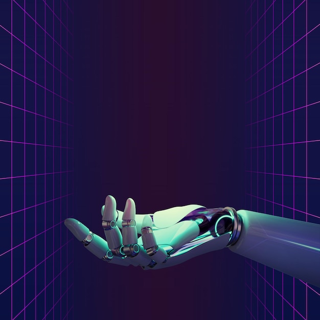 Fondo tecnológico con mano robot.