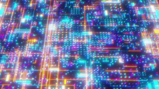 Fondo tecnológico con puntos y líneas generado por computadora d render