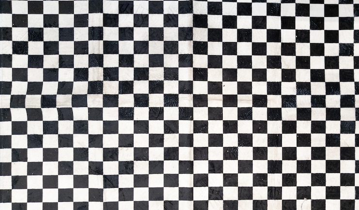 Foto fondo de tela de alfombra a cuadros en blanco y negro en el concepto de carreras de autos y motocicletas