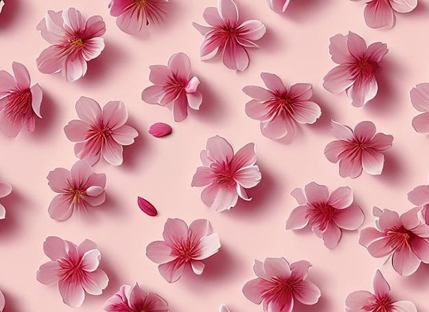 Fondo de tela floral sin costuras con pétalos de flores de cerezo en flor para niñas