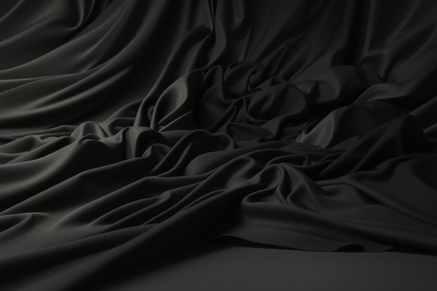 fondo de tela negra abstracta con espacio de copia renderizado en 3D