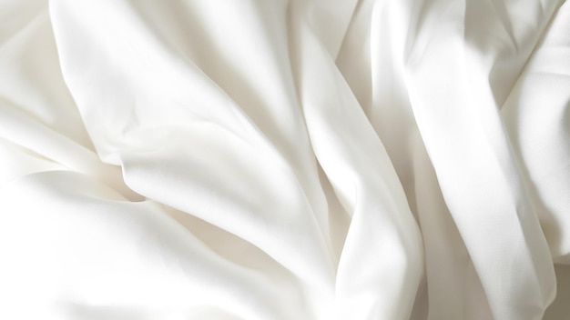 Fondo de tela de seda blanca arrugada con pliegues suaves y textura delicada