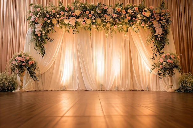 Fondo de tela de seda con flores y velas