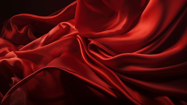 Fondo de tela de seda roja full framegenerative ai