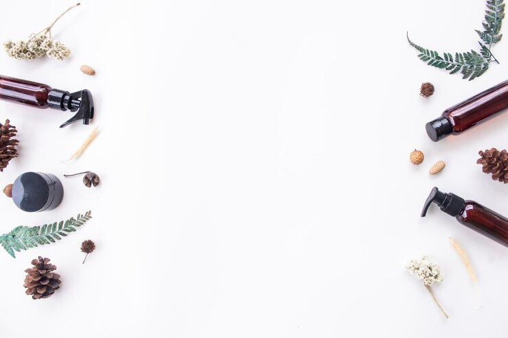 Fondo de tema de belleza en flatlay Producto de belleza rústico Concepto de producto de belleza estética