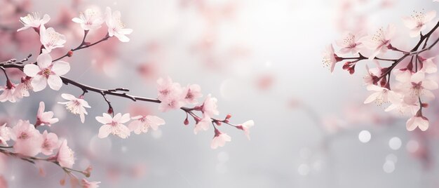 Fondo con tema de primavera ramas de cerezas bokeh espacio vacío colores suaves y vibrantes