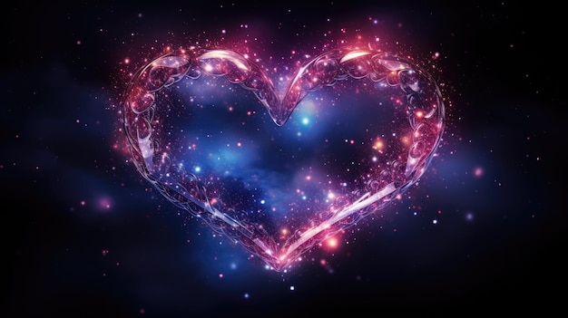 un fondo de temática celestial con estrellas brillantes que forman la forma de un corazón que simboliza el amor