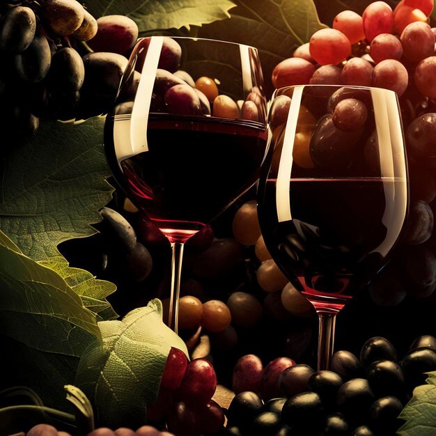 Fondo temático de vinos y uvas