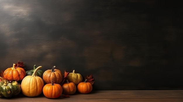 Fondo de temporada espeluznante de otoño de calabaza de Halloween Generado por AI