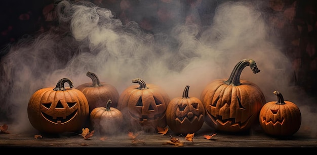 Fondo de temporada espeluznante de otoño de calabaza de Halloween Generado por AI
