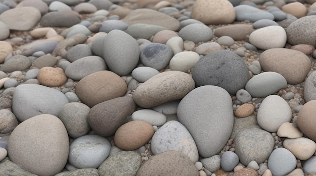 Fondo terroso tranquilo de guijarros redondeados de piedra natural en tonos grises y marrones