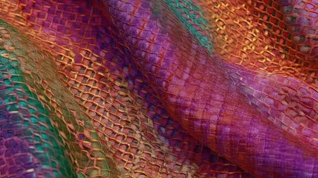 El fondo textil abstracto muestra una hermosa variedad de texturas de telas coloridas e intrincadas que se unen para formar una composición única y cautivadora Generada por IA