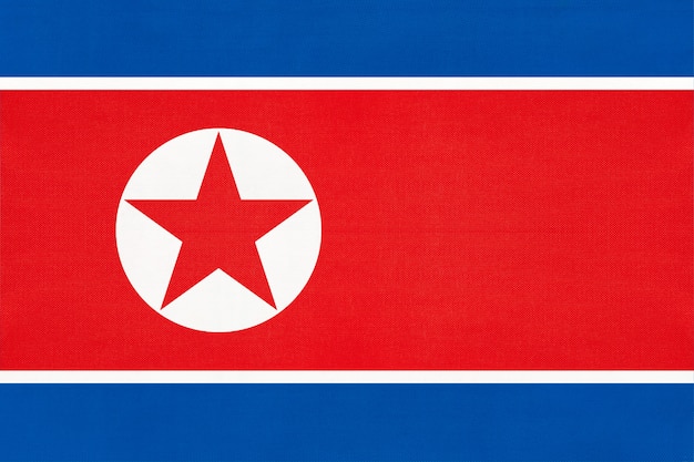 Fondo de textiles de bandera nacional de tela de Corea del Norte, símbolo del país asiático del mundo