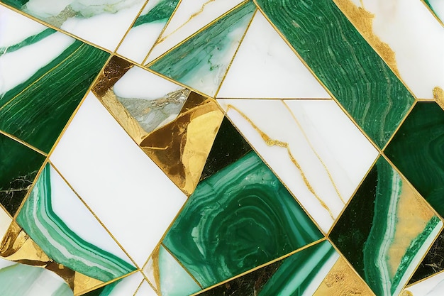 Fondo de textura abstracta de piso de mármol verde y dorado