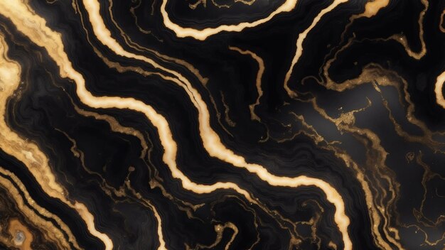 Fondo de textura de agata de brillo negro y dorado