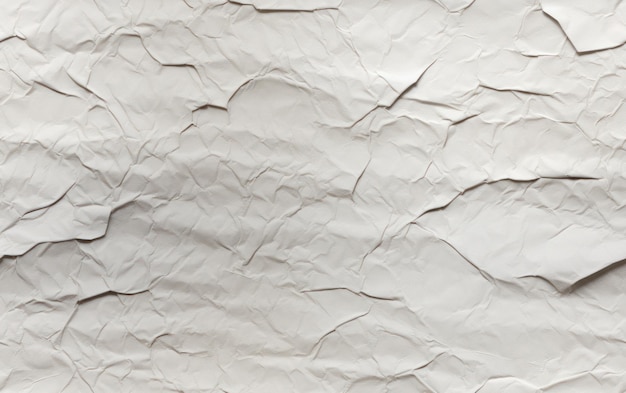 Fondo de textura de cartel de papel arrugado y arrugado blanco en blanco