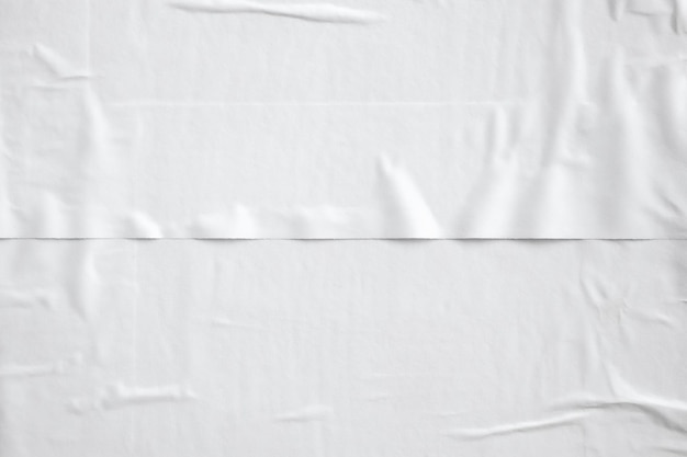 Fondo de textura de cartel de papel arrugado y arrugado blanco