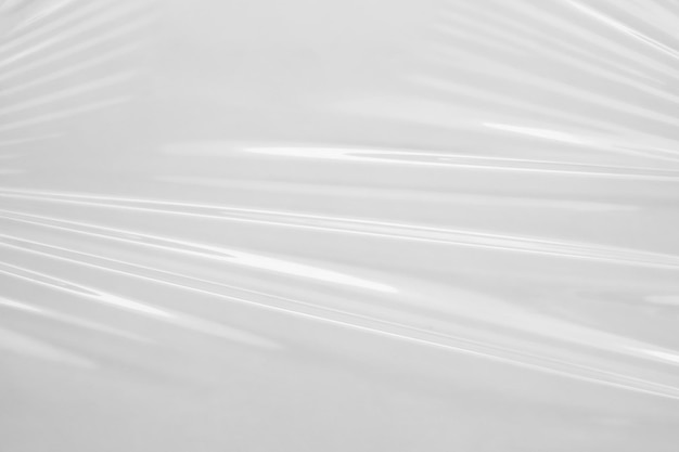 Fondo de textura de envoltura de película plástica transparente blanca