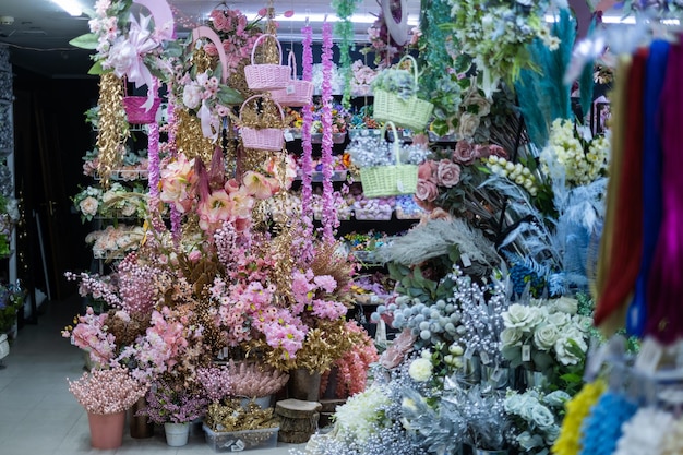 Fondo de textura de flores para la escena de la boda Rosas peonías y hortensias flores artificiales en la pared Sitio web de Banner fow