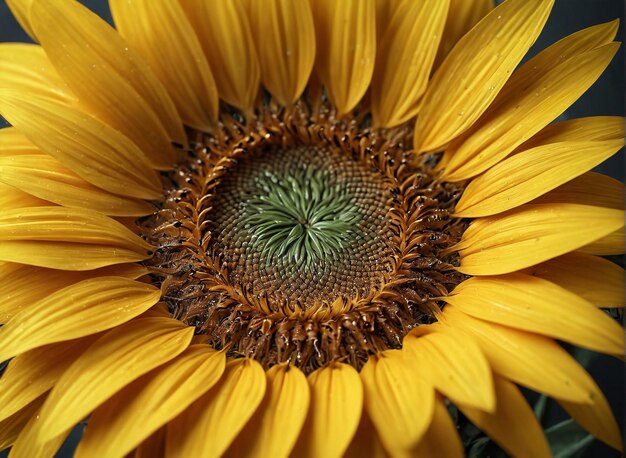 fondo de textura un girasol en un jarrón con un fondo negro