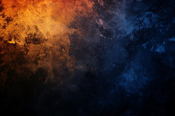 Fondo de textura grunge con contraste naranja ardiente y azul profundo