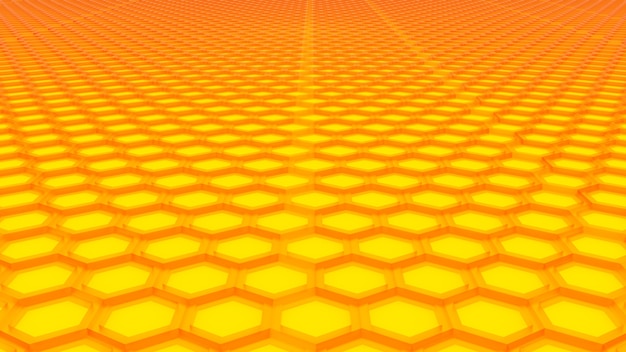 Fondo de textura hexagonal amarillo. Render 3D.