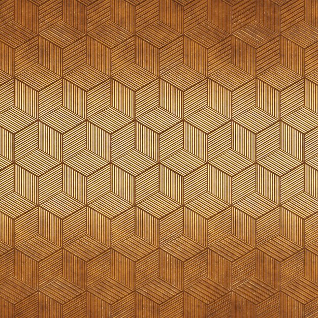 El fondo de textura hexagonal de oro futurista en renderización 3D
