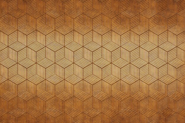 El fondo de textura hexagonal de oro futurista en renderización 3D