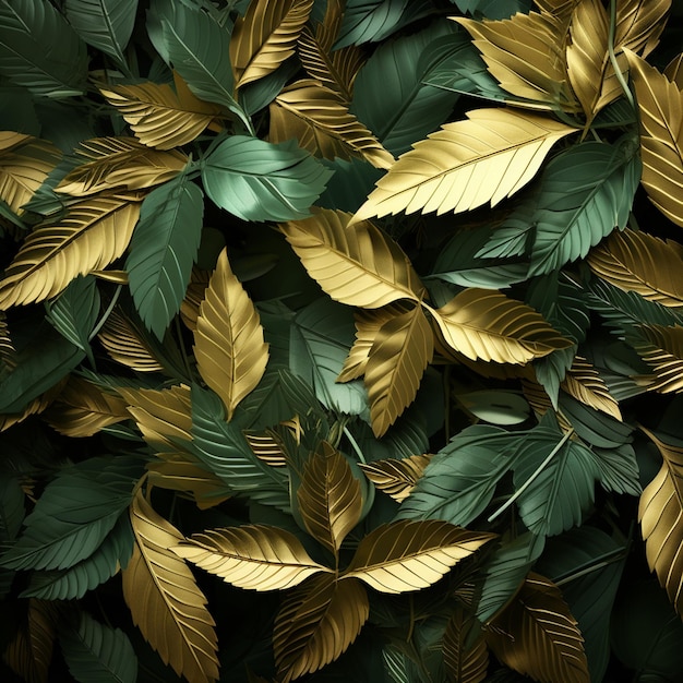 fondo con textura de hojas metálicas doradas y verdes