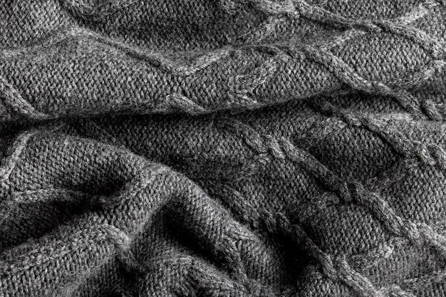 Fondo de textura de lana de tejer gris hecho a mano