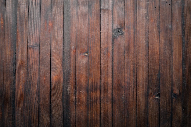 Fondo con textura de madera marrón. Vista superior. Espacio libre.