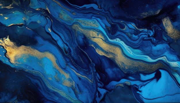 Fondo de textura de mármol azul dorado para el diseño