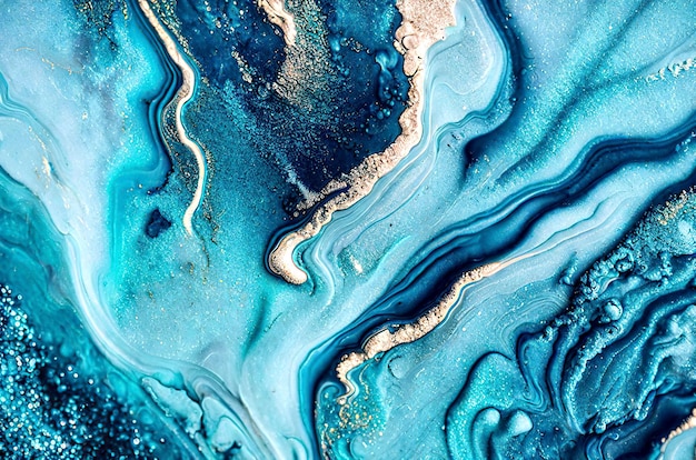 Fondo de textura de mármol azul y oro