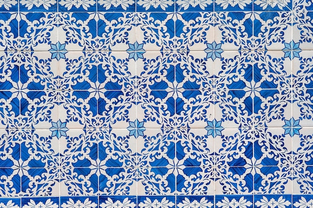 Foto fondo de textura de mosaico panorámico blanco y azul para decoración de diseño