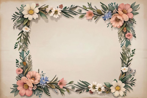 Fondo de textura de papel vintage con flores