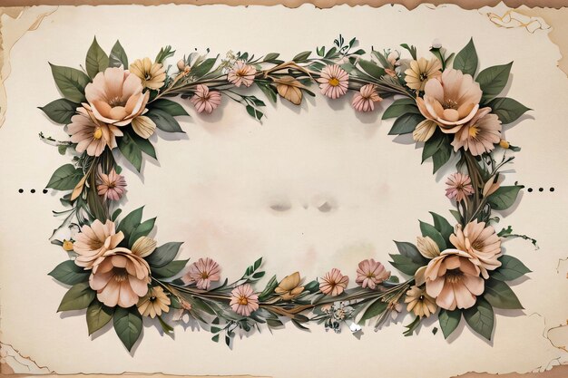 Fondo de textura de papel vintage con flores