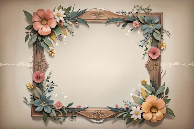 Fondo de textura de papel vintage con flores