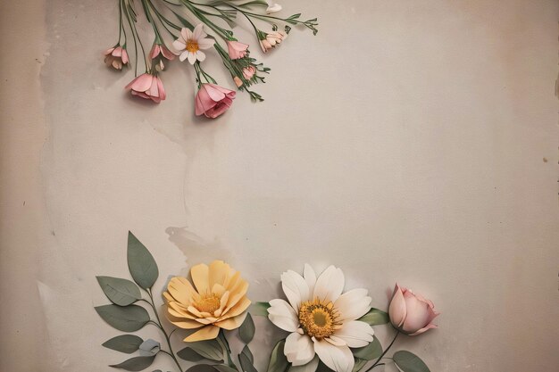 Fondo de textura de papel vintage con flores