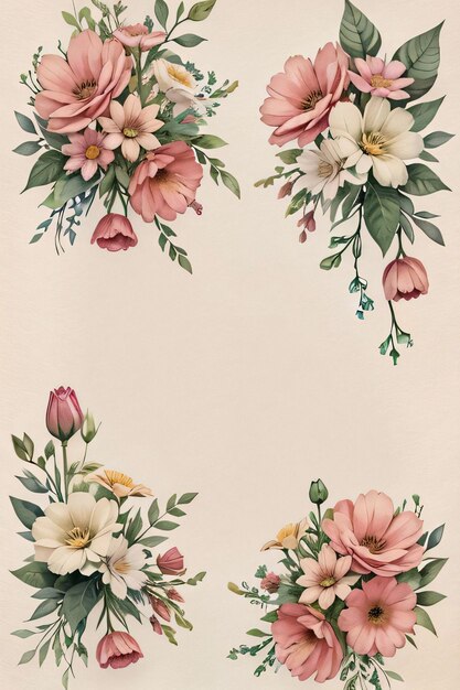 Foto fondo de textura de papel vintage con flores