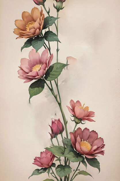 Foto fondo de textura de papel vintage con flores