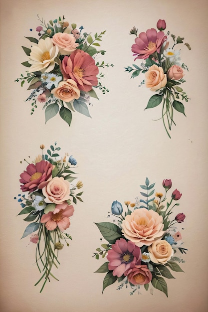 Fondo de textura de papel vintage con flores