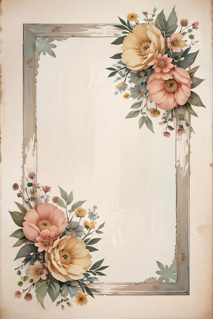 Fondo de textura de papel vintage con flores