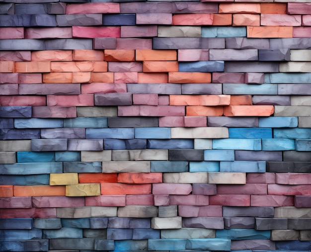 Fondo de textura de pared de ladrillo multicolor generado por IA