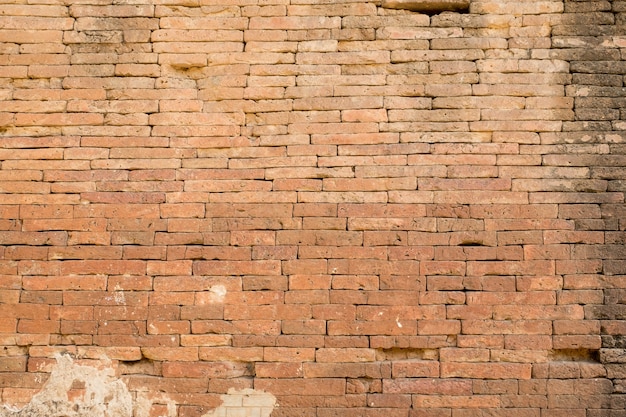 Fondo de textura de pared de ladrillo naranja arcilla de cerca