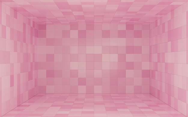 Fondo y textura de pared y piso de azulejo de cerámica rosa 3d Mockup para cocina baño habitación inodoro