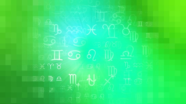 Fondo de textura de patrón de horóscopo astrología zodiaco verde, diseño gráfico