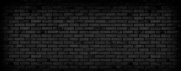 Foto fondo de textura de patrón de pared de ladrillo negro panorámico amplio panorama