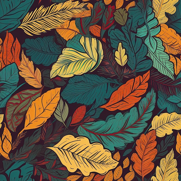 Fondo con textura perfecta de hojas de otoño Ilustración generativa de IA